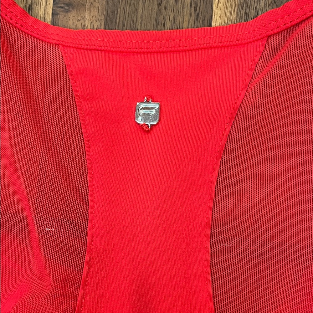 Fabletics Bright Red Mesh-Yoke Athletic Tank - Picture 4 of 5